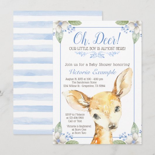 Cute Boy Herten Baby Shower Uitnodigingen (Voorkant / Achterkant)
