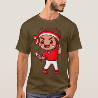 Cute Boy Holding Indonesische vlag Cartoon1 T-shirt