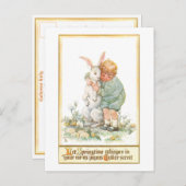 Cute  Boy Hugging Easter Bunny Briefkaart (Voorkant / Achterkant)