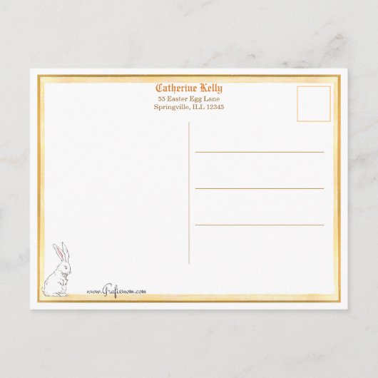 Cute  Boy Hugging Easter Bunny Briefkaart (Achterkant)