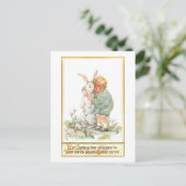 Cute  Boy Hugging Easter Bunny Briefkaart (Staand voorkant)