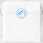 Cute Boy Ijsbeer Baby Shower Blauw Ronde Sticker (Tas)