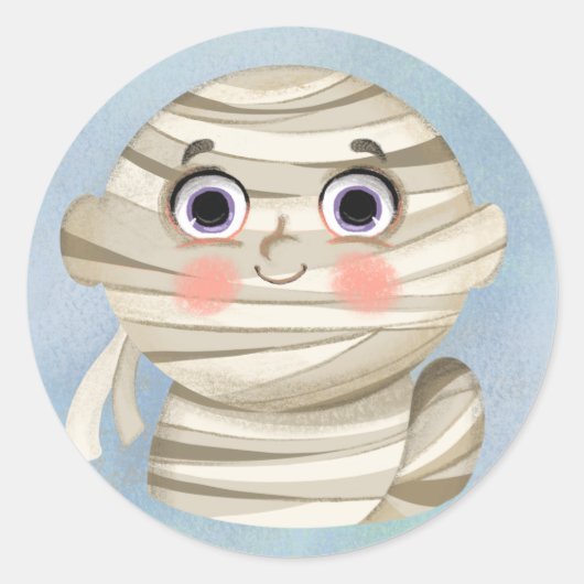 Cute boy in een Mummy Halloween Bord Ronde Sticker (Voorkant)