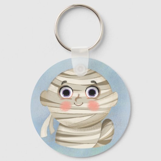 Cute boy in een Mummy Halloween Bord Sleutelhanger (Voorkant)