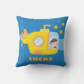 Cute Boy in Submarine Kinder Room Decor Sierkussen (Achterkant)