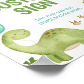 Cute Boy Jungle Dinosaur Birthday Party Table Sign Poster (Hoek)