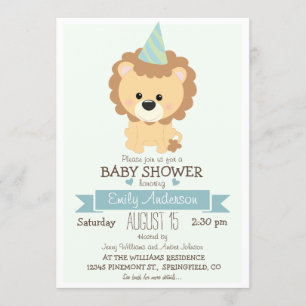 Cute Boy Lion, Oerwoud Zoo Animal Baby shower Kaart