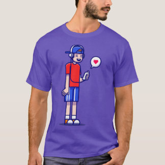 Cute Boy Listening Music met Headphone Cartoon T-shirt