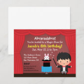 Cute Boy Magicia Magic Birthday Party Uitnodiginge Kaart (Voorkant / Achterkant)