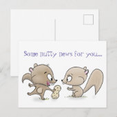 Cute boy, meisjeseekhoorns met pinda's cartoon briefkaart (Voorkant / Achterkant)