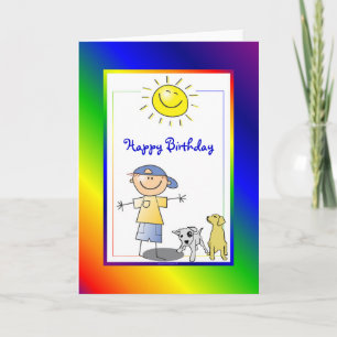 Cute Boy met Dog Kaart