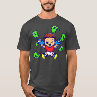 Cute Boy met Money Pistool Cartoon T-shirt