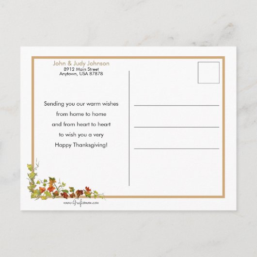 Cute  Boy met Turkey Briefkaart (Achterkant)