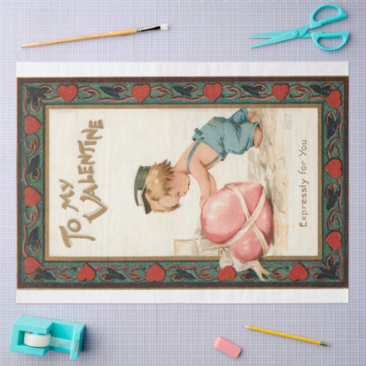 Cute Boy met Valentijn Heart Tissuepapier (Craft)