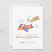 Cute Boy Minimal Aviator Airplane Baby Shower  Bedankkaart (Voorkant)