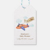 Cute Boy Minimal Aviator Airplane Baby Shower  Cadeaulabel (Voorkant)