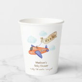 Cute Boy Minimal Aviator Airplane Baby Shower  Papieren Bekers (Achterkant)