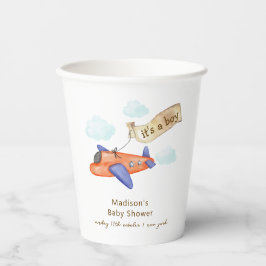Cute Boy Minimal Aviator Airplane Baby Shower  Papieren Bekers