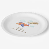 Cute Boy Minimal Aviator Airplane Baby Shower  Papieren Bordje (Gekanteld)