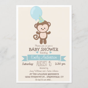 Cute Boy Monkey, Oerwoud Zoo Animal Baby shower Kaart