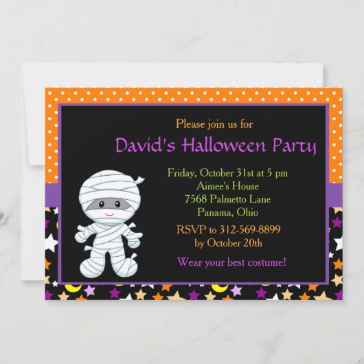 Cute Boy Mummy Halloween Costume Party Kaart (Voorkant)