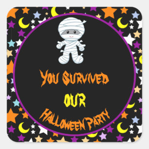 Cute Boy Mummy Halloween Costume Party Vierkante Sticker