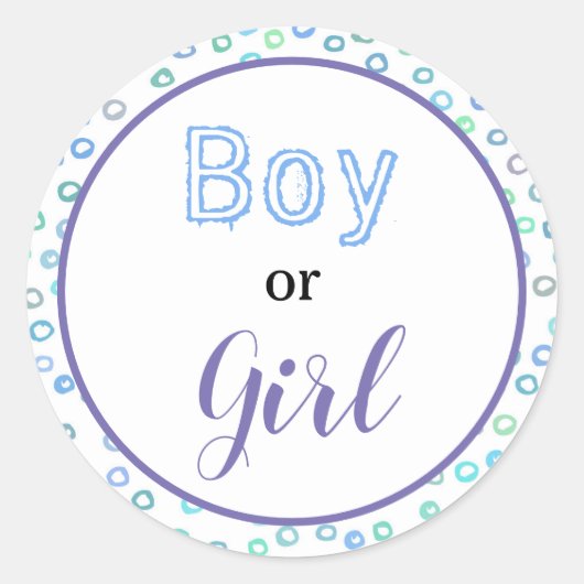 Cute Boy of Girl Gender ReveaI Ronde Sticker (Voorkant)