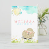Cute boy of girl lamb pastel sun baby aankondiging (Staand voorkant)