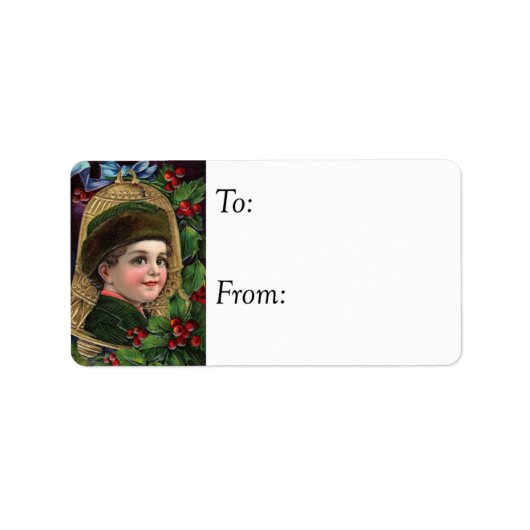 Cute Boy op Bell Ornament  Gift Label (Voorkant)