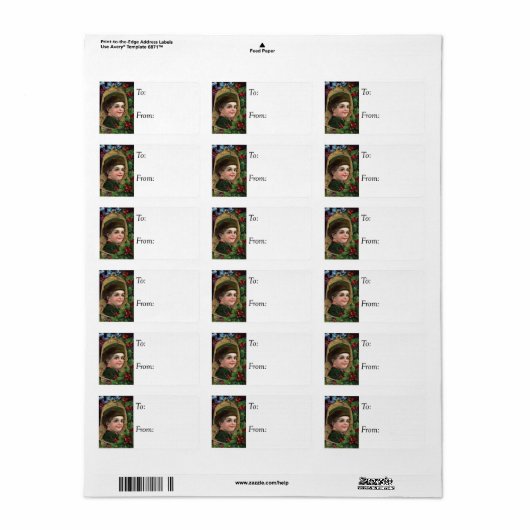 Cute Boy op Bell Ornament Gift Label (Full Sheet)