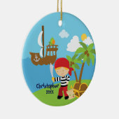 Cute Boy Pirate-kerstversiering Keramisch Ornament (Rechts)