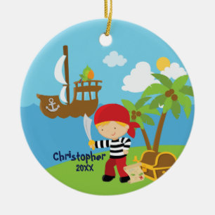 Cute Boy Pirate-kerstversiering Keramisch Ornament