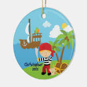 Cute Boy Pirate-kerstversiering Keramisch Ornament (Links)