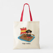 Cute Boy Pirate Sailing Raft Kinder Gepersonalisee Tote Bag (Achterkant)