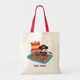 Cute Boy Pirate Sailing Raft Kinder Gepersonalisee Tote Bag