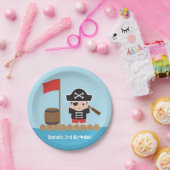 Cute Boy Pirate Treasure Hunt Birthday Party Papieren Bordje (Feest)