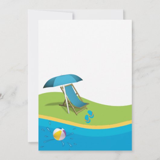 Cute Boy Pool Party Birthday Invitation Kaart (Achterkant)