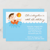 CUTE Boy Pool Party Birthday Uitnodiging (Voorkant / Achterkant)