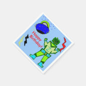 Cute Boy Robot Blue Spaceship Birthday Servetten (Hoek)