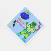 Cute Boy Robot Blue Spaceship Birthday Servetten (Hoek)