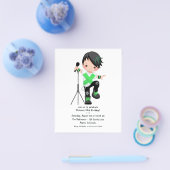 Cute Boy Rock Star Verjaardagsfeestje Flyer (Enkel)