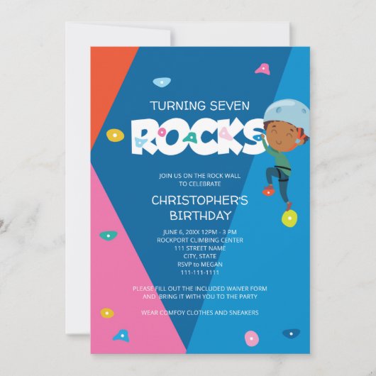 Cute Boy Rock tijdens de Birthday Invitation Kaart (Voorkant)