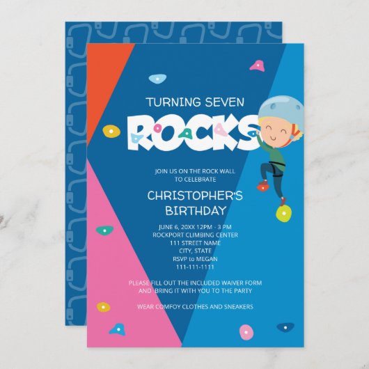 Cute Boy Rock tijdens de Birthday Invitation Kaart (Voorkant / Achterkant)