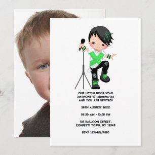Cute Boy Rockster Verjaardagsfeest Foto Kaart