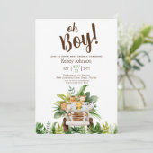Cute Boy Safari Oerwoud Zoo Animals Baby shower Kaart (Staand voorkant)
