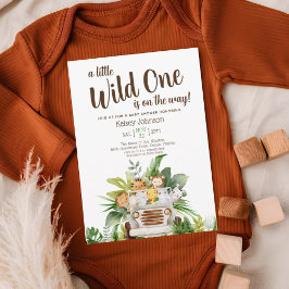 Cute Boy Safari Wild One Animals Baby shower Kaart