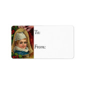 Cute Boy Schilderd op Ornament  Cadeft Label (Voorkant)