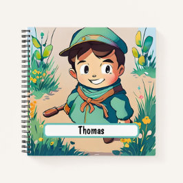 Cute Boy Scout Notitieboek met Nametag