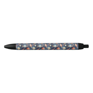 Cute Boy Space Planet Waterverf Blue Oranje Zwarte Inkt Pen