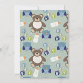 Cute Boy Teddybeer Babyshower Uitnodiging (Achterkant)
